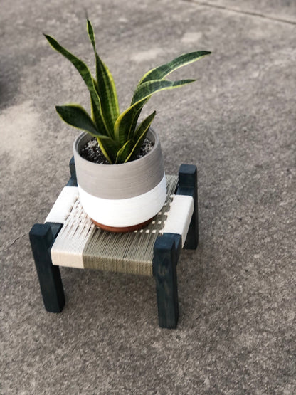 Mid-Century Modern Style Woven Indoor Plant Stand