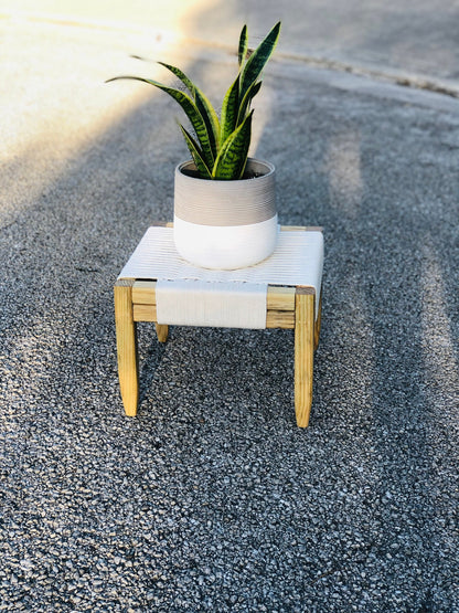 Mid-Century Modern Style Woven Indoor Plant Stand