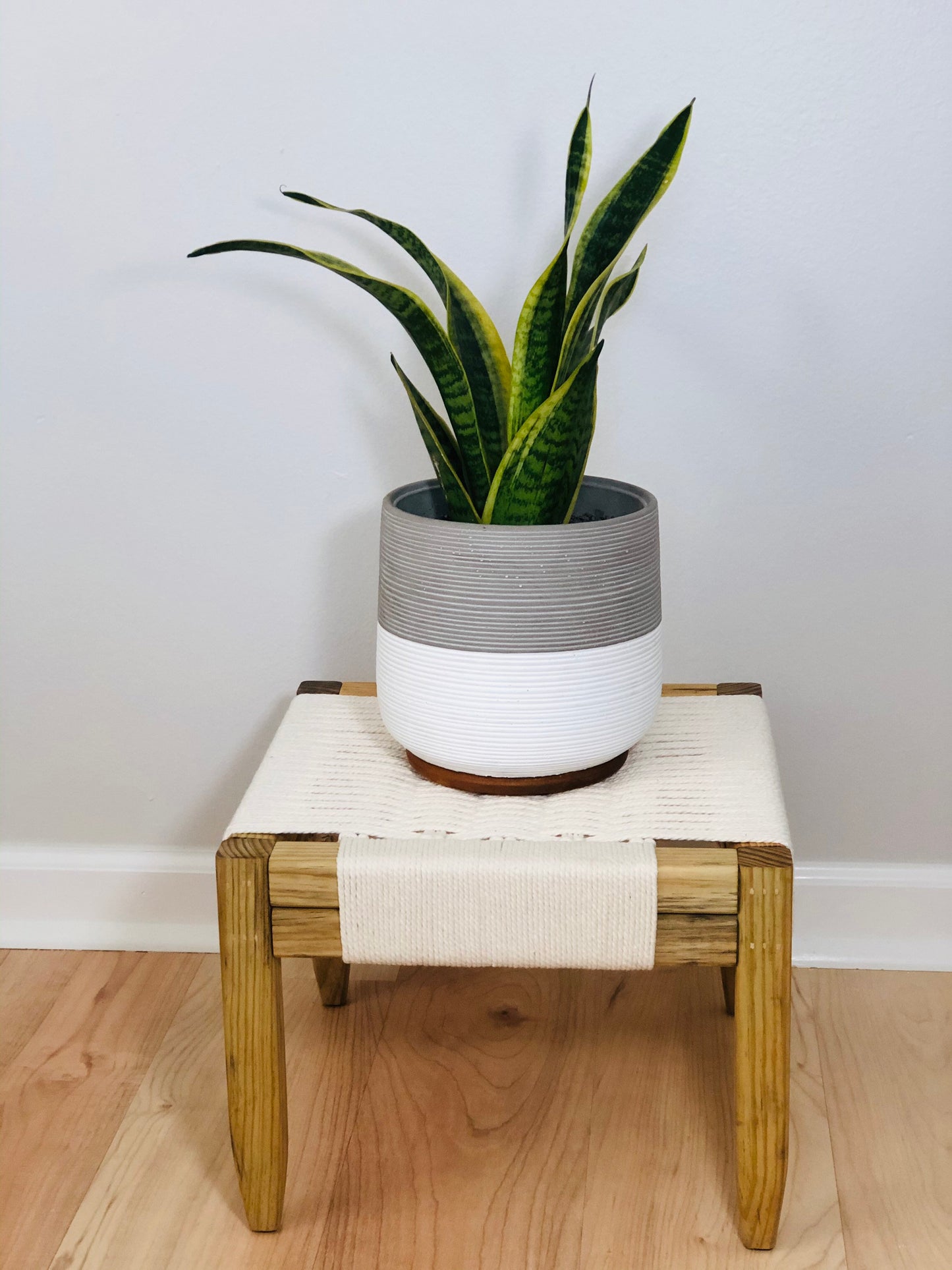 Mid-Century Modern Style Woven Indoor Plant Stand