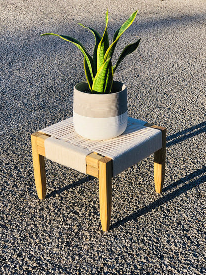 Mid-Century Modern Style Woven Indoor Plant Stand
