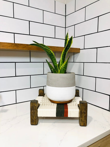 Mid-Century Modern Style Woven Indoor Plant Stand