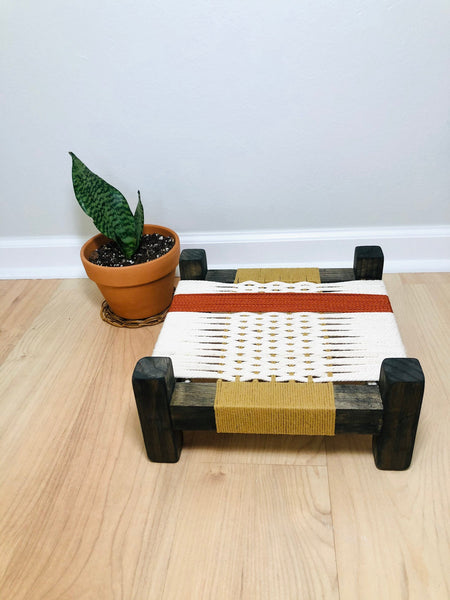 Mid-Century Modern Style Woven Indoor Plant Stand