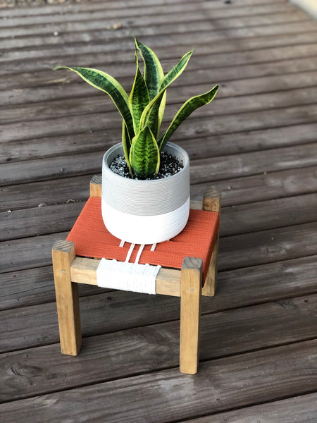 Mid-Century Modern Style Woven Indoor Plant Stand