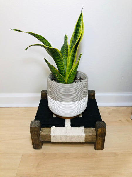 Mid-Century Modern Style Woven Indoor Plant Stand