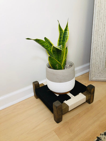 Mid-Century Modern Style Woven Indoor Plant Stand