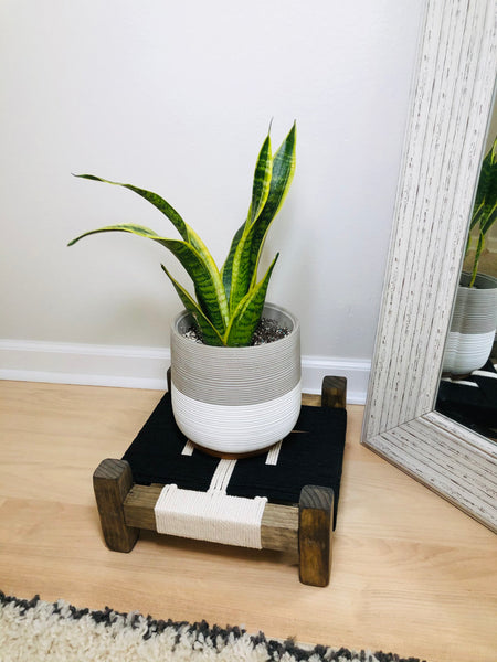 Mid-Century Modern Style Woven Indoor Plant Stand