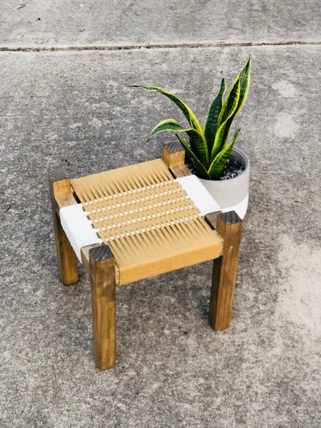 Mid-Century Modern Style Woven Indoor Plant Stand