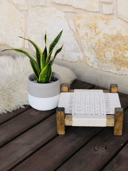 Mid-Century Modern Style Woven Indoor Plant Stand