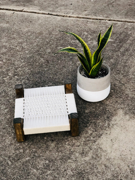 Mid-Century Modern Style Woven Indoor Plant Stand