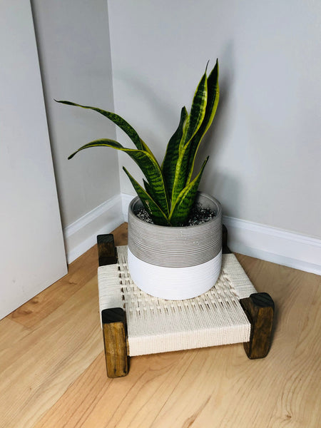 Mid-Century Modern Style Woven Indoor Plant Stand