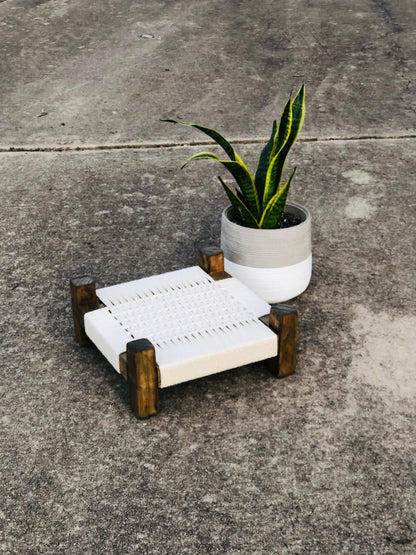 Mid-Century Modern Style Woven Indoor Plant Stand