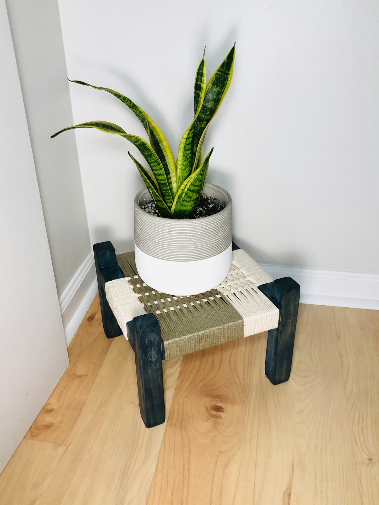 Mid-Century Modern Style Woven Indoor Plant Stand