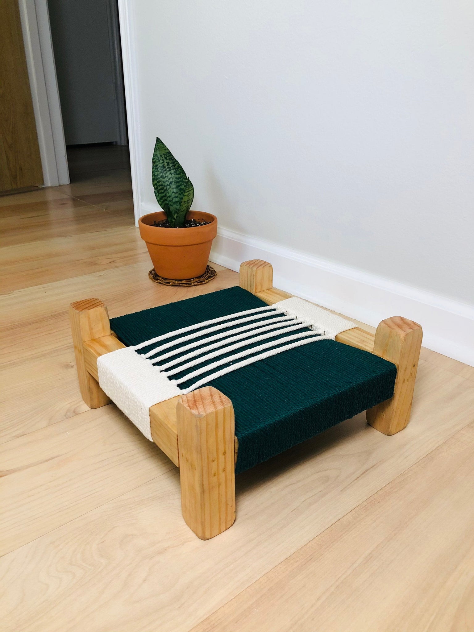 Mid-Century Modern Style Woven Indoor Plant Stand