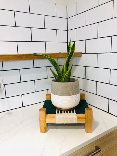 Mid-Century Modern Style Woven Indoor Plant Stand