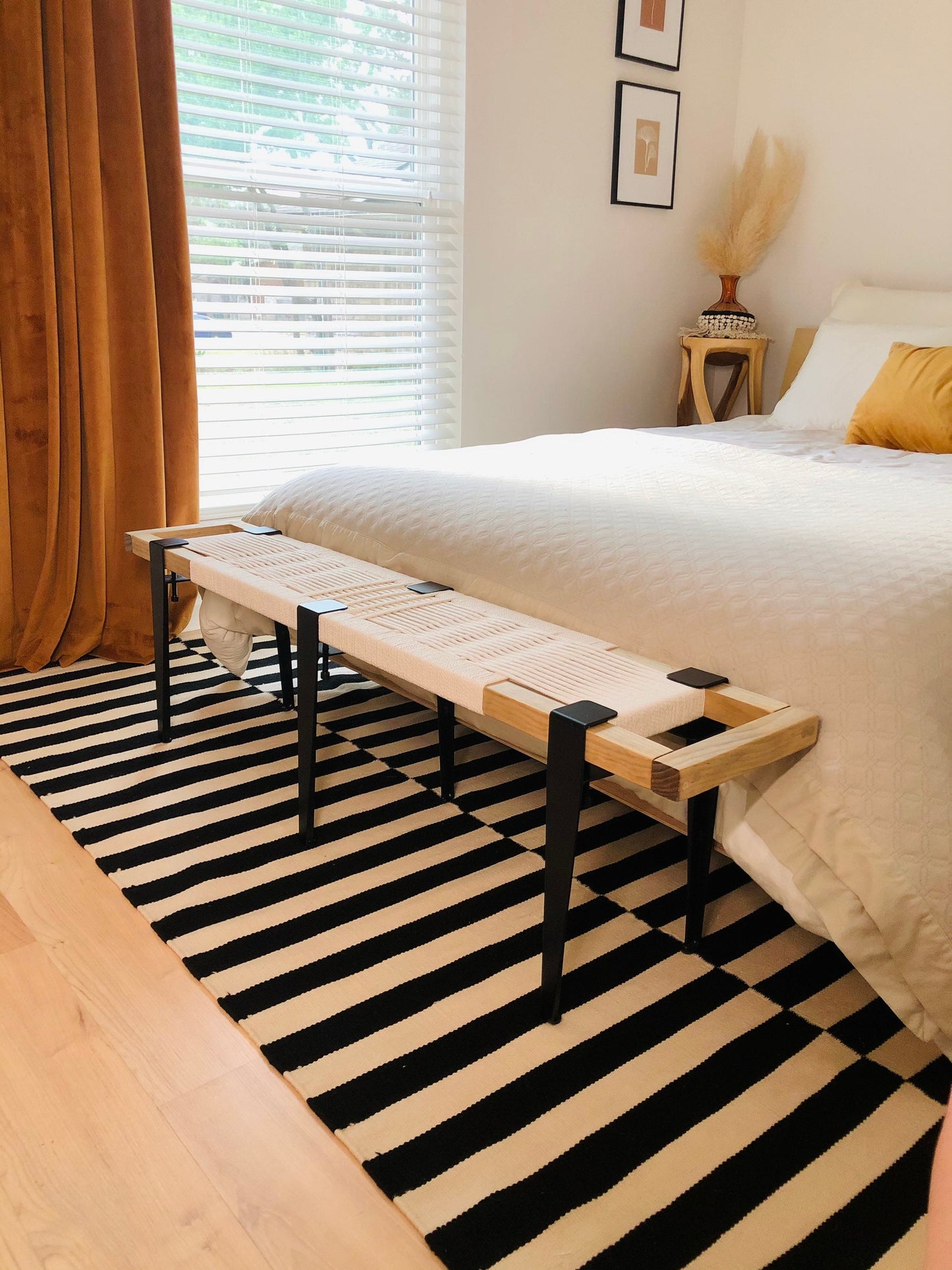 Mid-Century Modern Style Handmade Entryway Bench