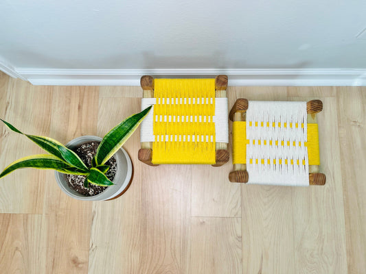 Mid-Century Modern Woven Plant Indoor Stands (set of 2)