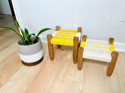 Mid-Century Modern Woven Plant Indoor Stands (set of 2)