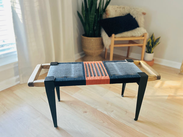 Mid-Century Modern Style Handmade Entryway Bench