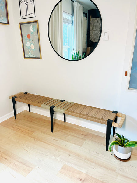 Mid-Century Modern Style Handmade Entryway Bench