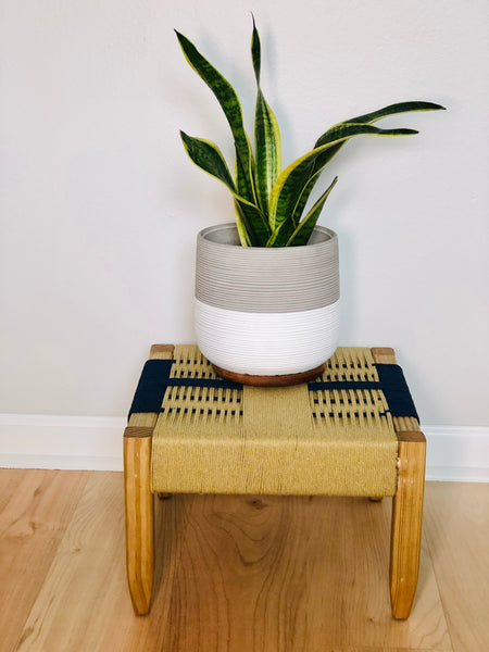 Mid-Century Modern Style Woven Indoor Plant Stand