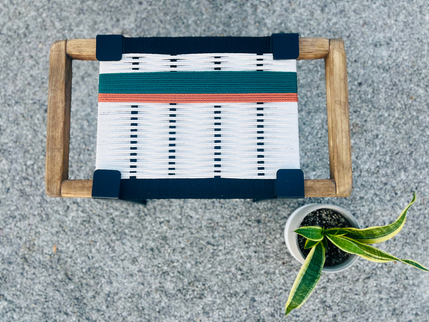 Mid Century Bench | Custom Size Woven Entryway Seating With Matte Black Legs