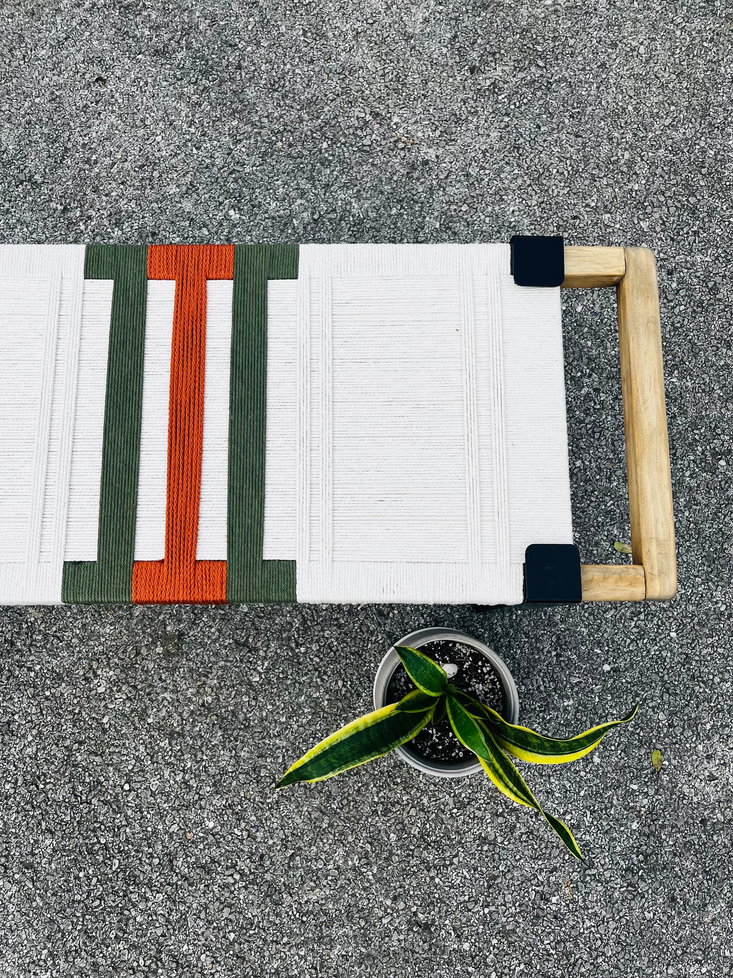 Mid Century Bench | Custom Size Woven Entryway Seating With Matte Black Legs