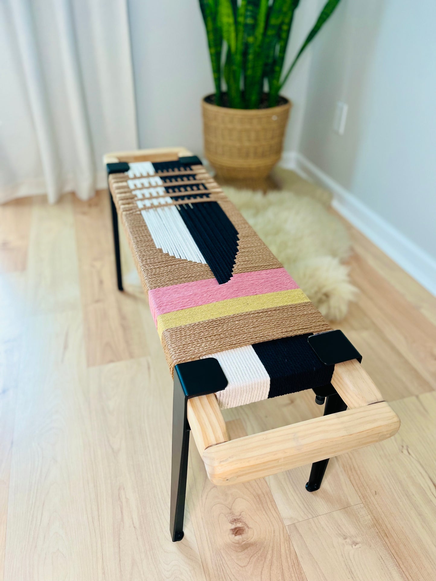 Mid-Century Modern Style Handmade Entryway Bench