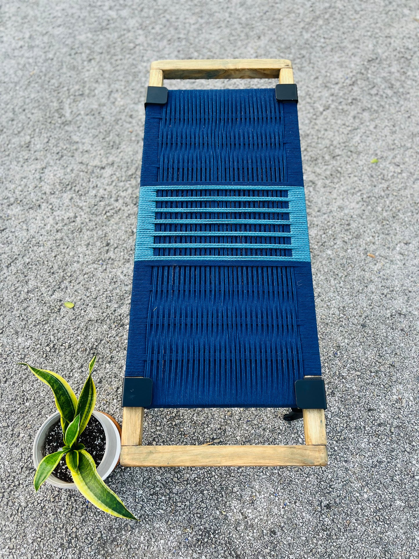 Mid Century Bench | Custom Size Woven Entryway Seating With Matte Black Legs