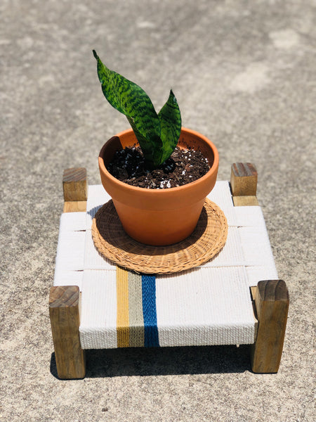 Mid-Century Modern Style Woven Indoor Plant Stand