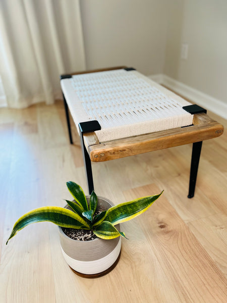 Mid-Century Modern Style Handmade Entryway Bench