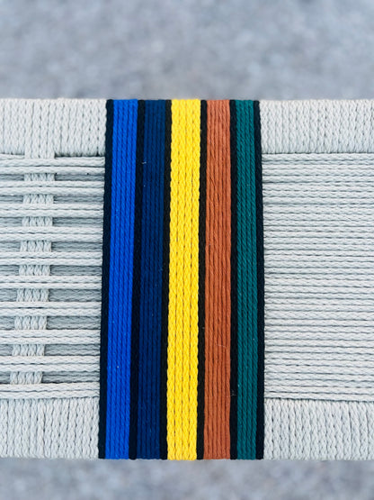 Mid Century Bench | Custom Size Woven Entryway Seating With Matte Black Legs