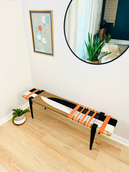 Mid-Century Modern Style Handmade Entryway Bench