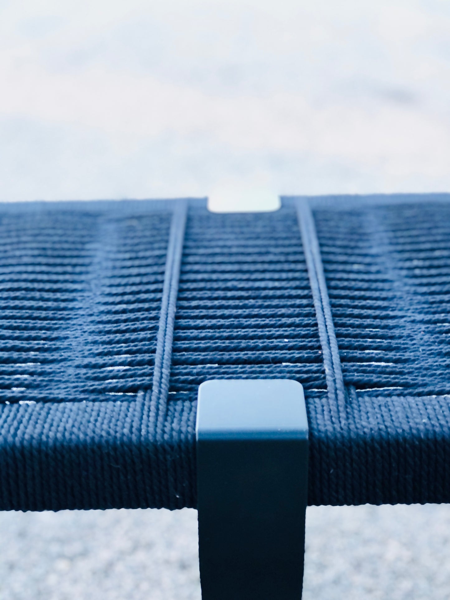 Mid Century Bench | Custom Size Woven Entryway Seating With Matte Black Legs