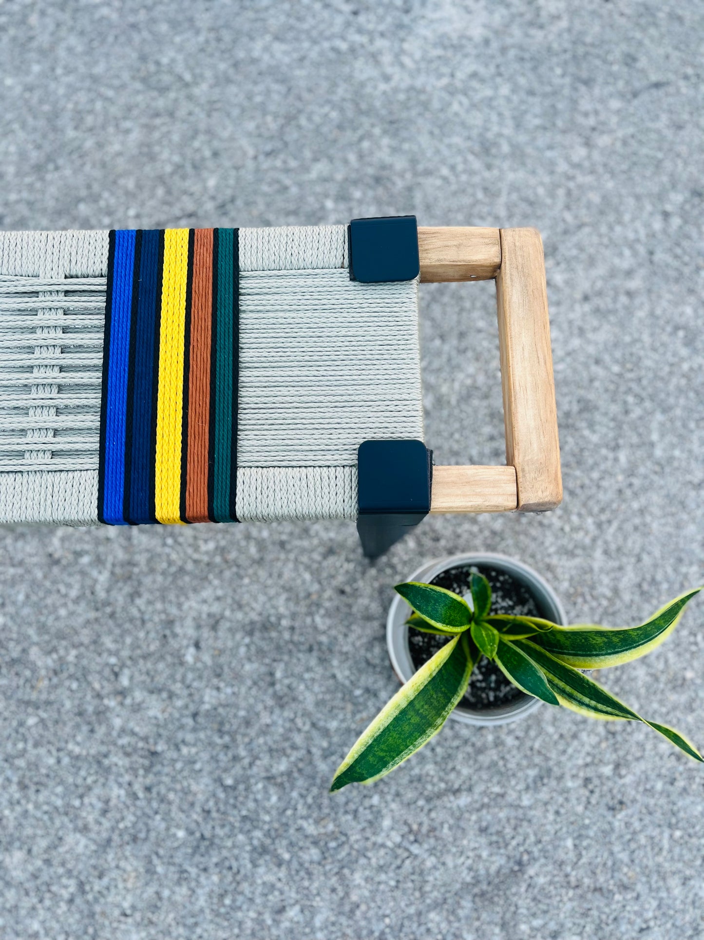 Mid Century Bench | Custom Size Woven Entryway Seating With Matte Black Legs