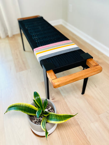 Mid-Century Modern Style Handmade Entryway Bench