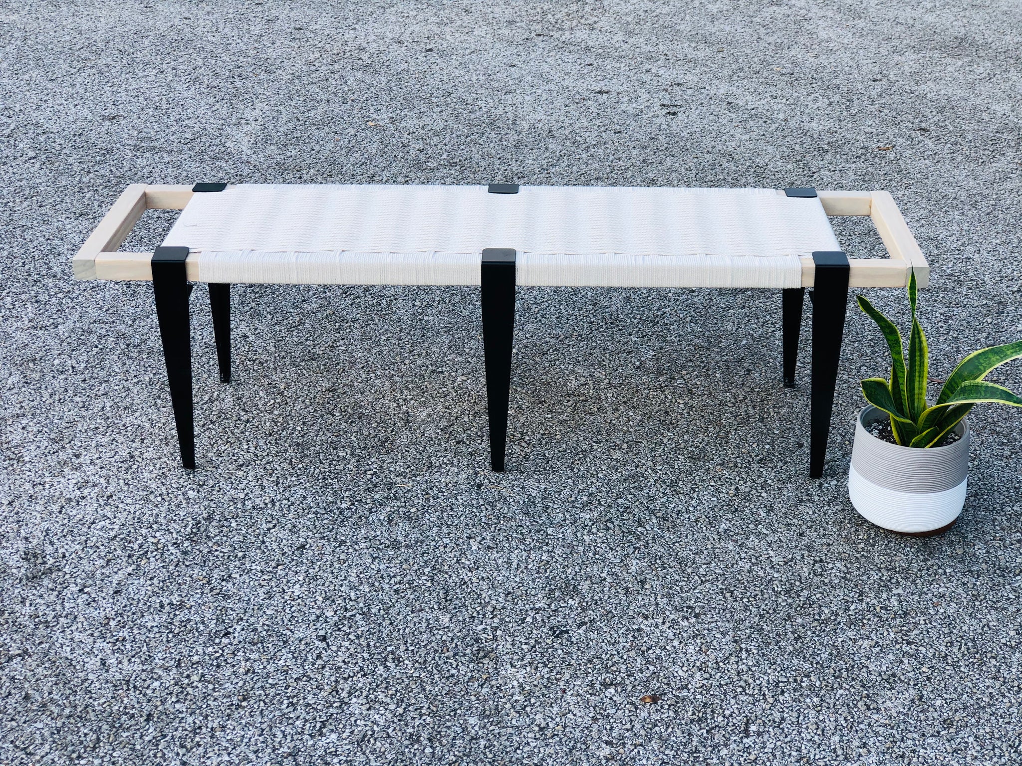 Mid-Century Modern Style Handmade Entryway Bench