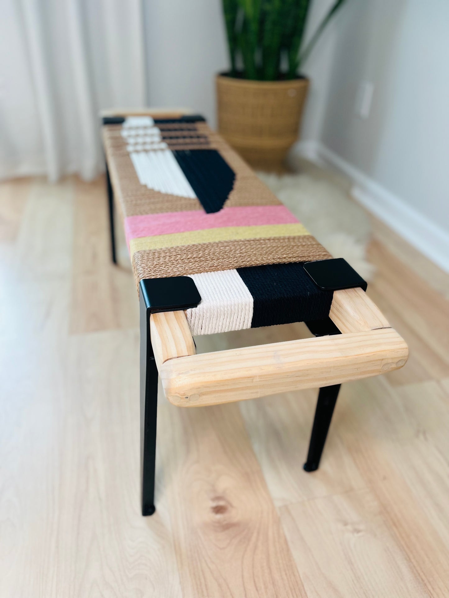Mid-Century Modern Style Handmade Entryway Bench